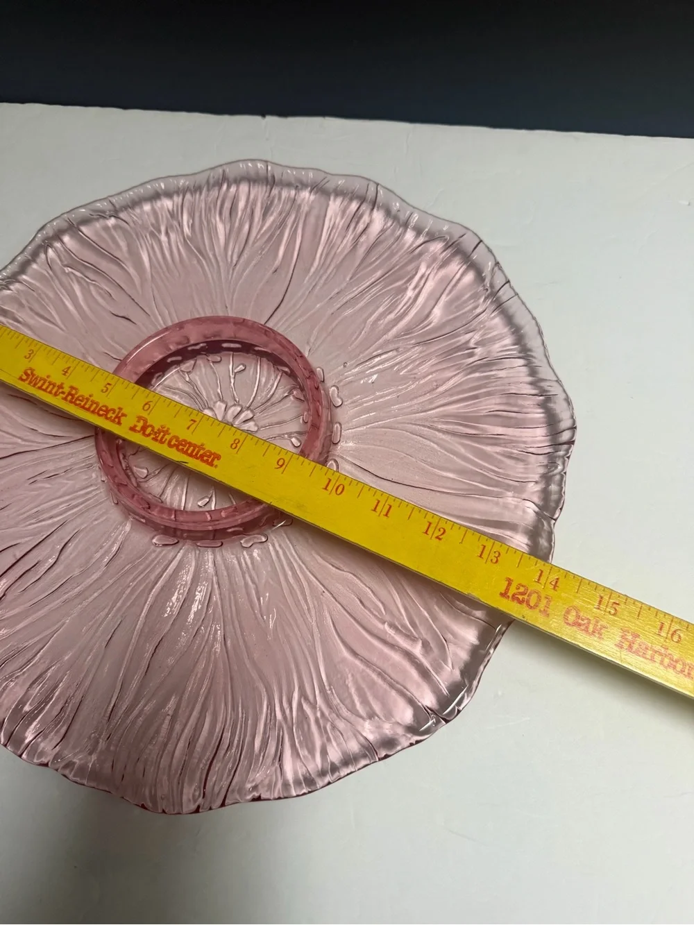 Vintage Pink Glass Serving Dish 14”